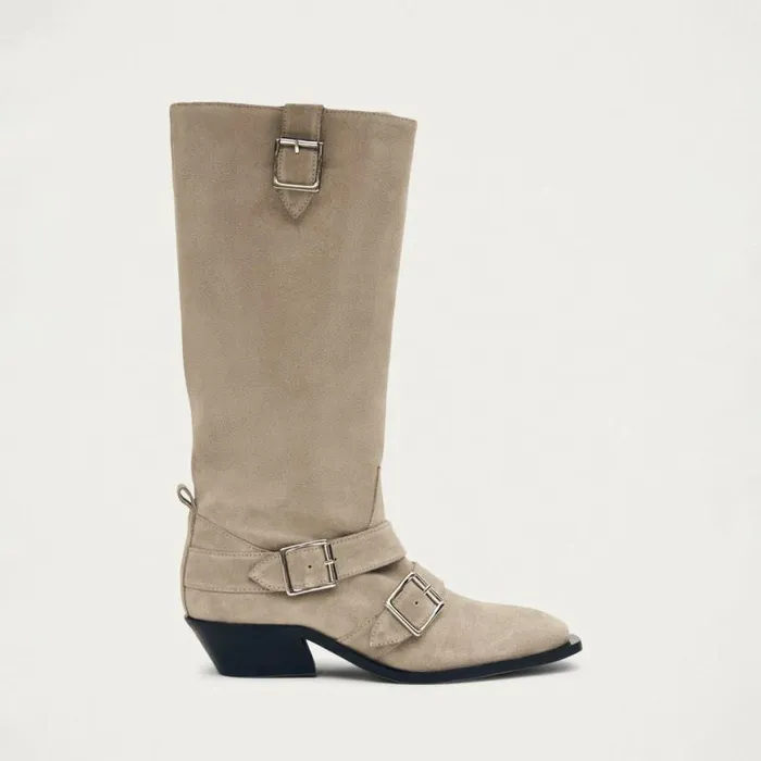 Boots Women ALOHAS Ryder Suede Beige Leather Boots