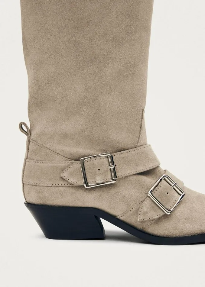 Boots Women ALOHAS Ryder Suede Beige Leather Boots
