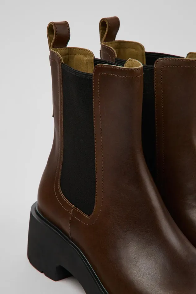 Boots Women Camper Milah Brown Leather Chelsea Boots