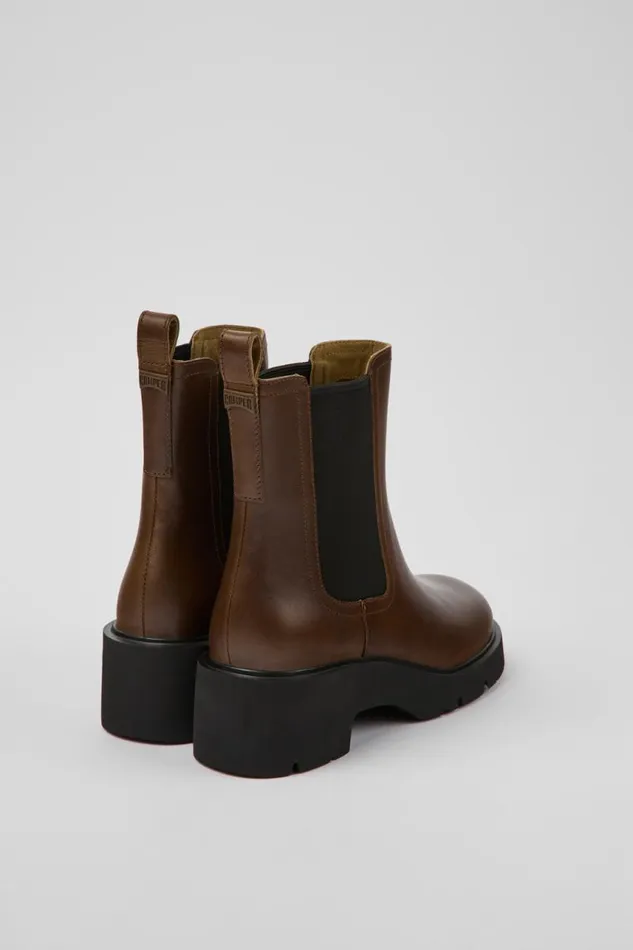 Boots Women Camper Milah Brown Leather Chelsea Boots
