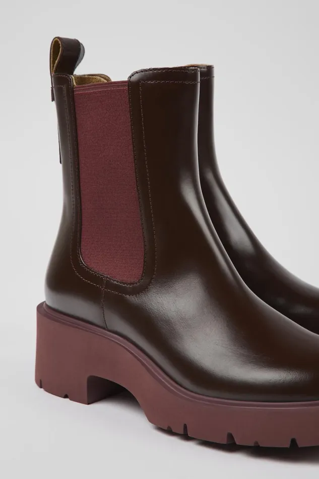 Boots Women Camper Milah Burgundy Leather Chelsea Boots