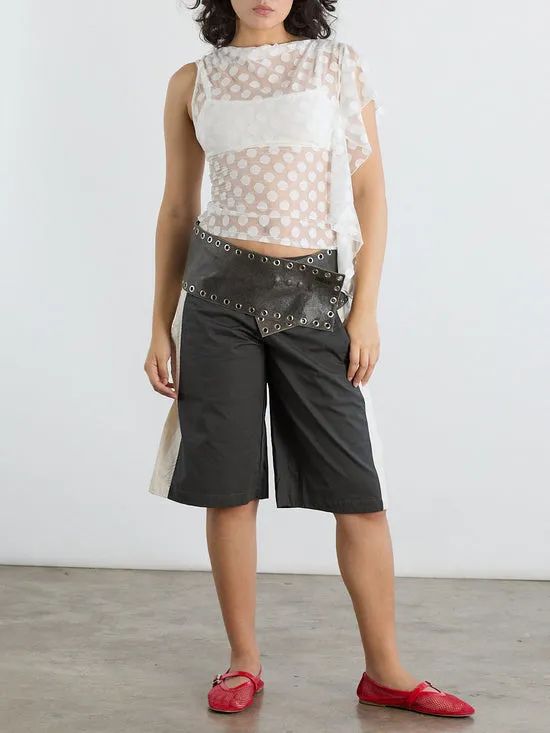 Bottoms Lisa Says Gah Women Paneles Short Charcoal Stripe