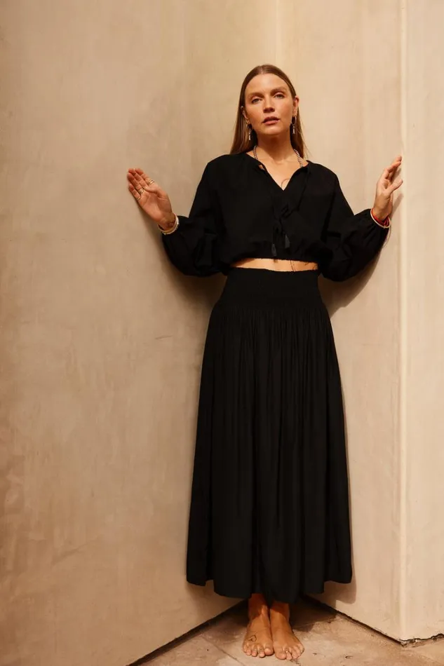 Bottoms Shop Natalie Martin BELLA SKIRT Black Silk