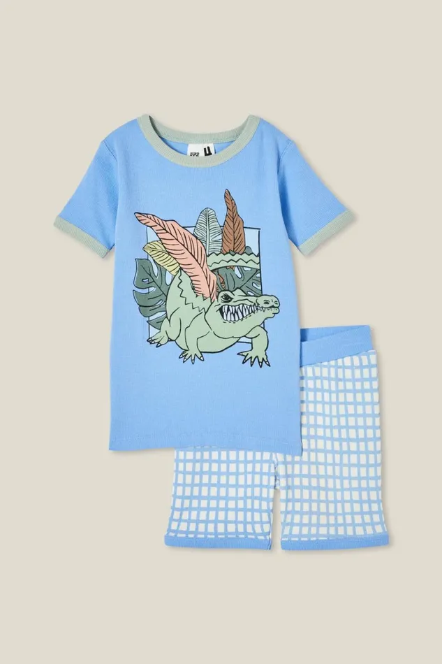 Boys 214 Sleepwear Cotton On Tyler Short Sleeve Pyjama Set Dusk Bluealligator Palms