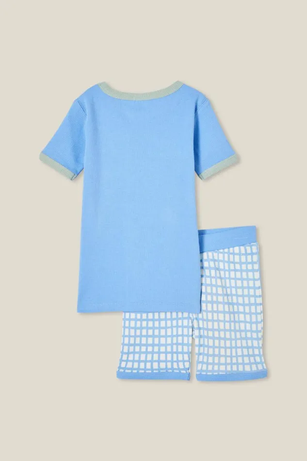 Boys 214 Sleepwear Cotton On Tyler Short Sleeve Pyjama Set Dusk Bluealligator Palms