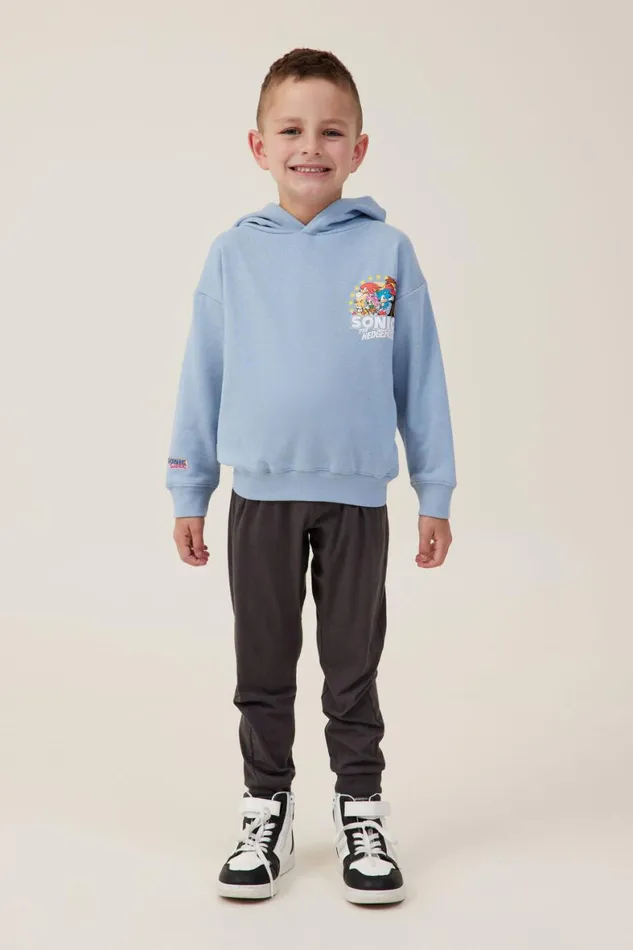 Boys 214 Sweatshirts and Sweatpants Cotton On License Emerson Hoodie Lcn Sonic Dusty Bluesonic Hedgehog Group