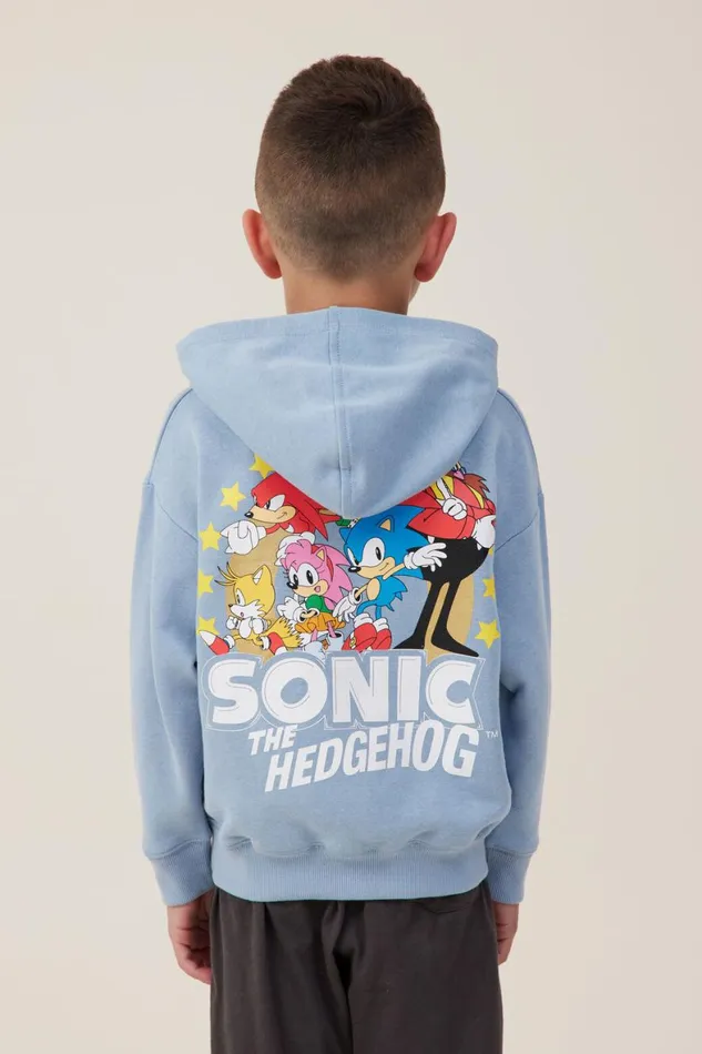 Boys 214 Sweatshirts and Sweatpants Cotton On License Emerson Hoodie Lcn Sonic Dusty Bluesonic Hedgehog Group