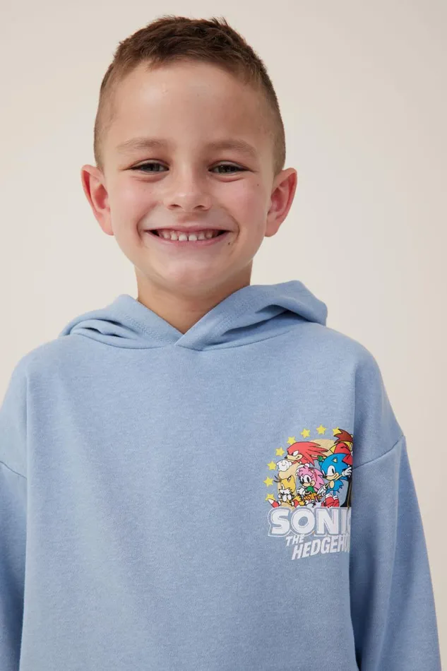 Boys 214 Sweatshirts and Sweatpants Cotton On License Emerson Hoodie Lcn Sonic Dusty Bluesonic Hedgehog Group