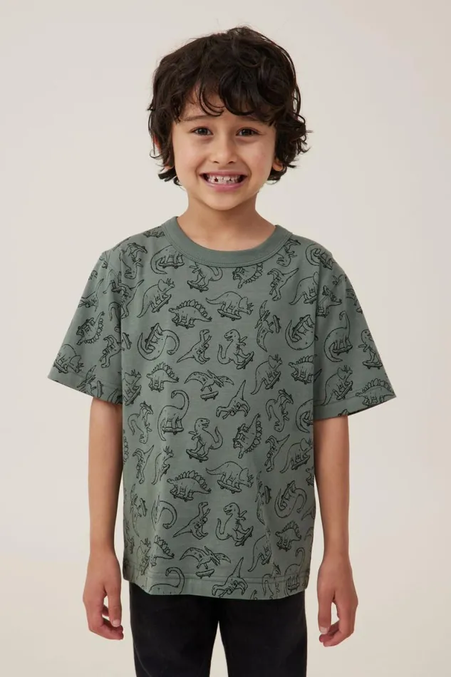 Boys 214 Tops and TShirts Cotton On Jonny Short Sleeve Print Tee Swag Greendino Yardage
