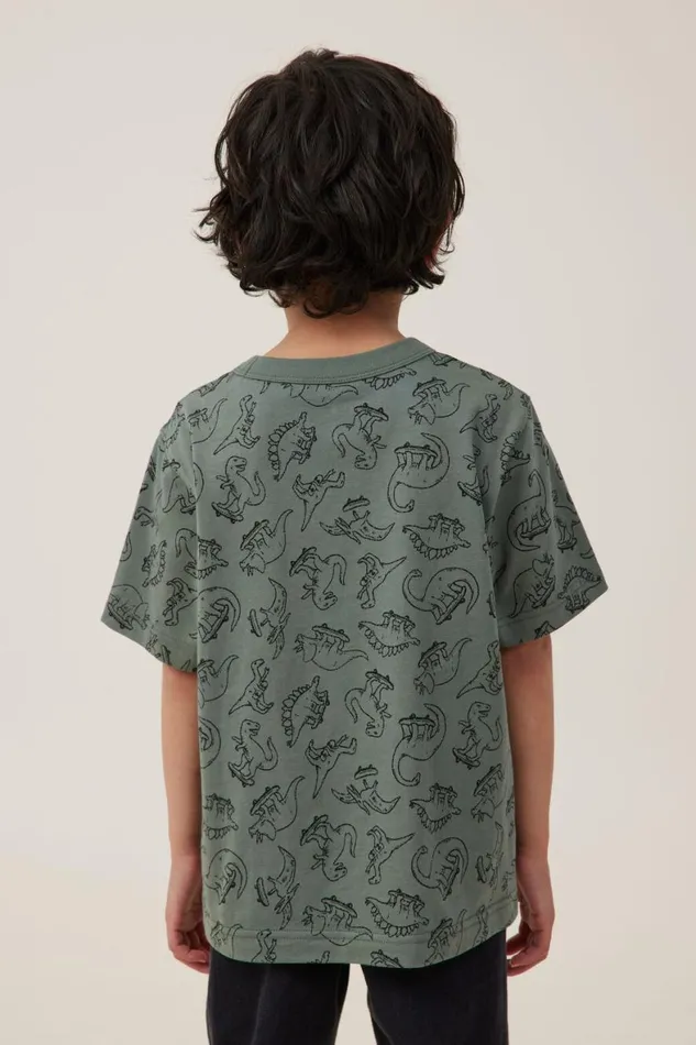 Boys 214 Tops and TShirts Cotton On Jonny Short Sleeve Print Tee Swag Greendino Yardage