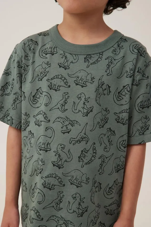 Boys 214 Tops and TShirts Cotton On Jonny Short Sleeve Print Tee Swag Greendino Yardage