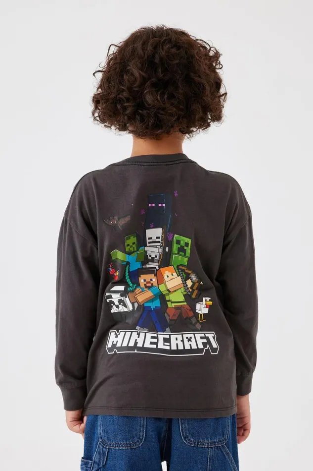 Boys 214 Tops and TShirts Cotton On License Long Sleeve Tee Lcn Min Phantomminecraft