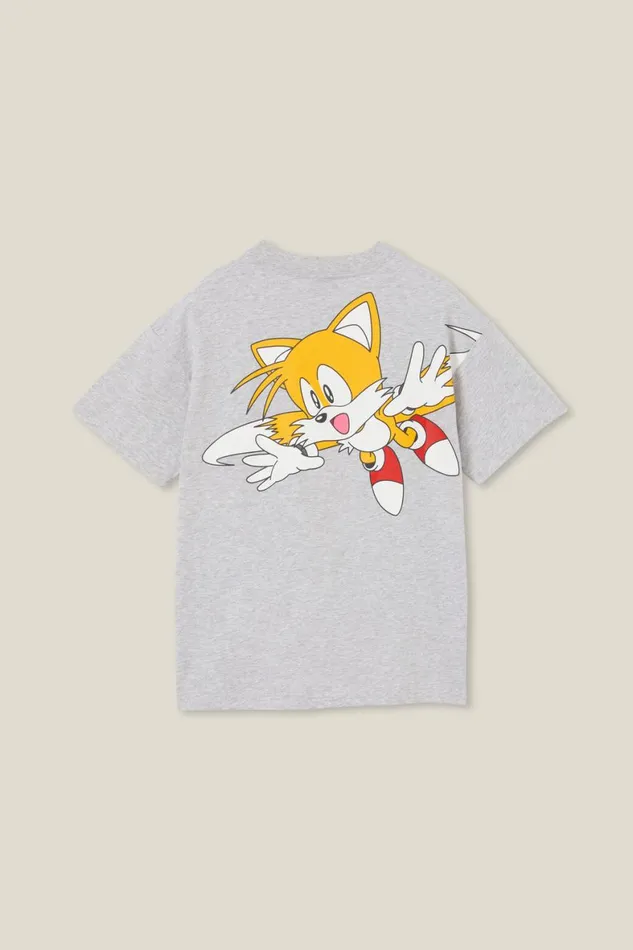 Boys 214 Tops and TShirts Cotton On License Quinn Short Sleeve Tee Lcn Sonic Fog Grey Marlesonic Hedgehog