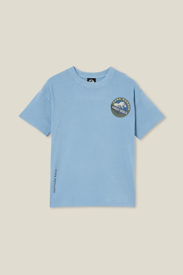 Boys 214 Tops and TShirts Cotton On License Quinn Short Sleeve Tee Lcn Uni Dusty Bluejurassic Park