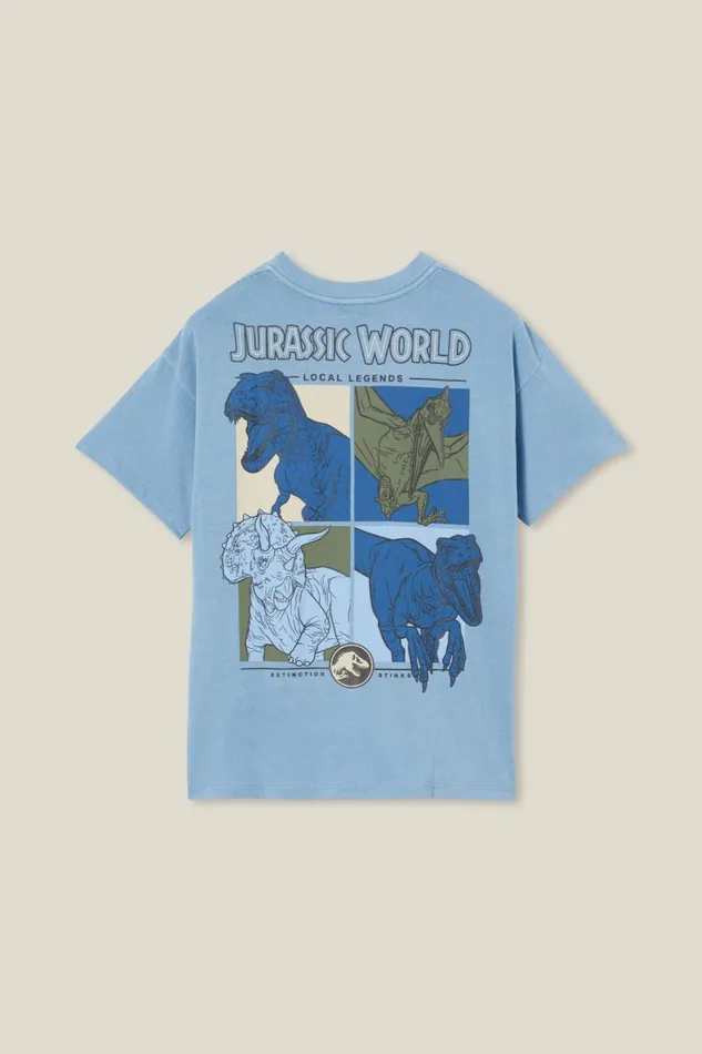Boys 214 Tops and TShirts Cotton On License Quinn Short Sleeve Tee Lcn Uni Dusty Bluejurassic Park