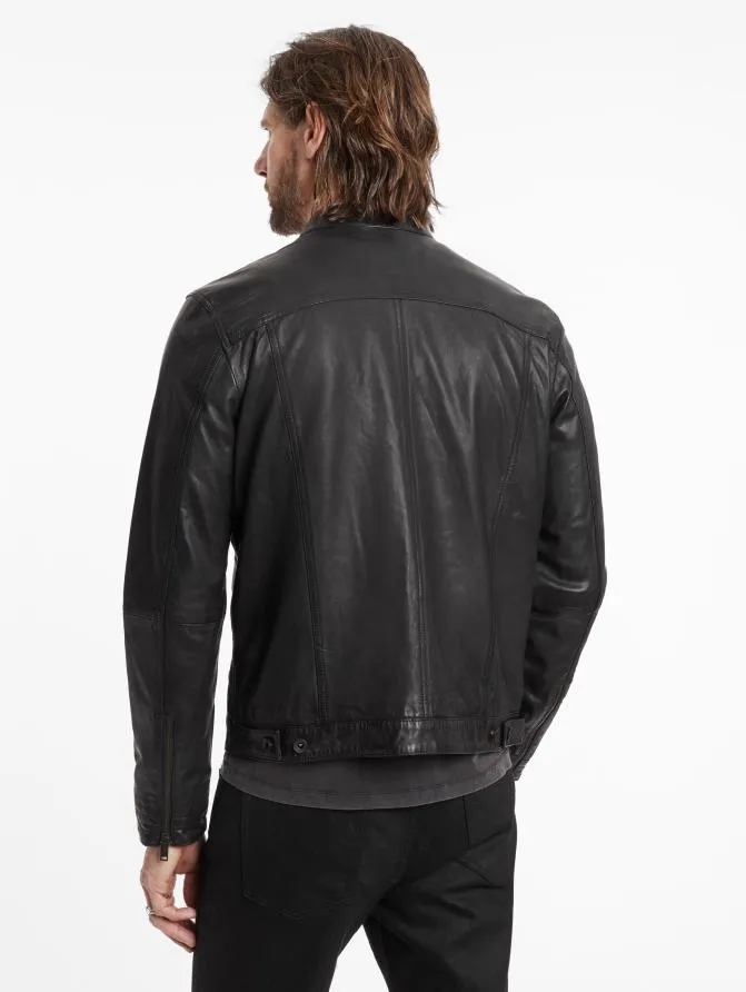 BRANDO BAND COLLAR JACKET Black Clothing John Varvatos Leather Jackets