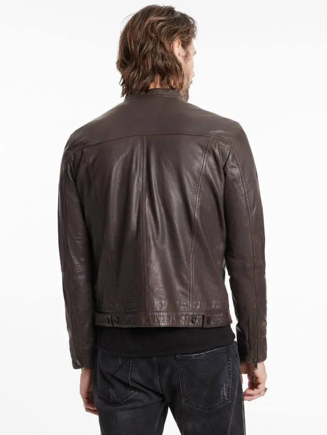 BRANDO BAND COLLAR JACKET Black Clothing John Varvatos Leather Jackets