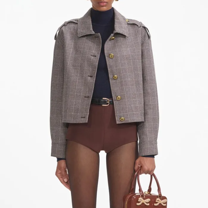 Brown Check Jacket Women Self Portrait Outerwear