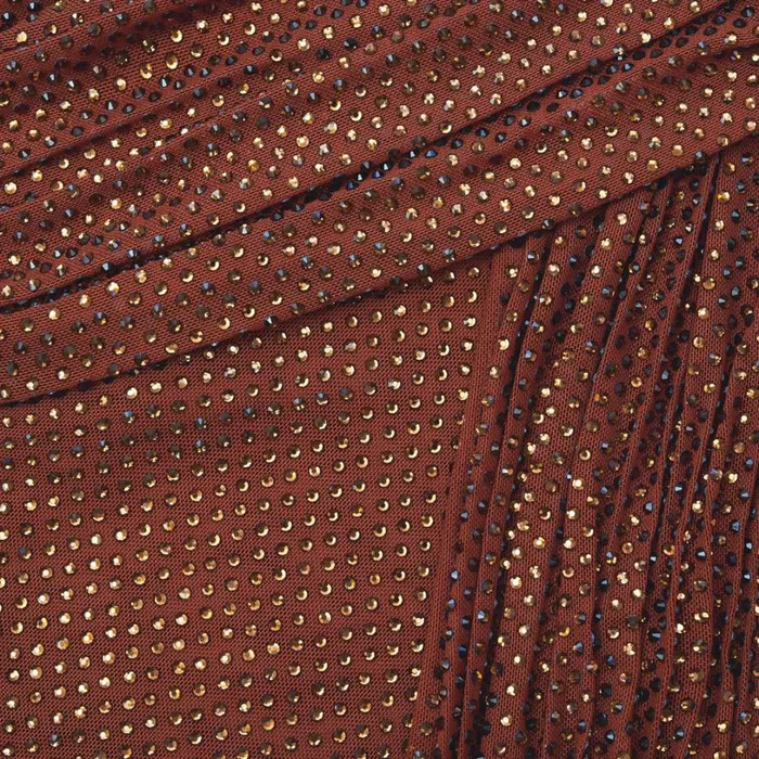 Brown Rhinestone Mesh Top Women Self Portrait Tops