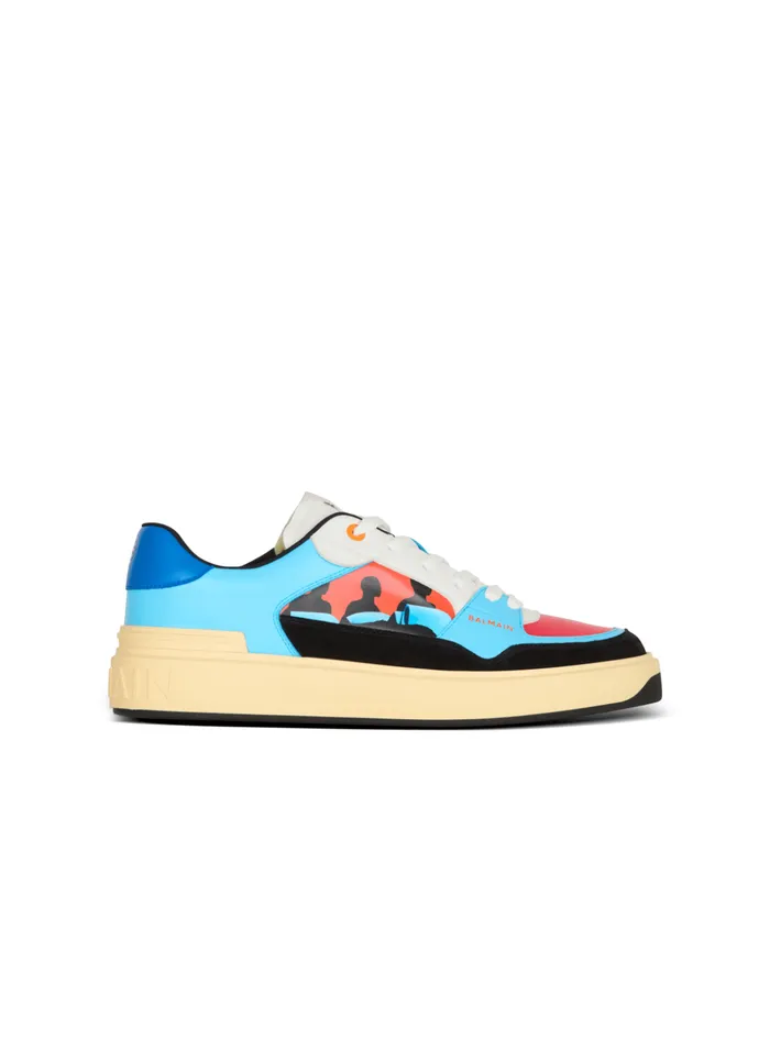 Calfskin BCourt Flip Trainers With Prince Gyasi Print Multicolor Men Balmain Sneakers