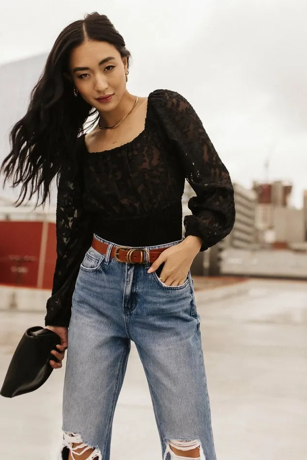 Carlin Cropped Blouse Black Women Bohme Tops