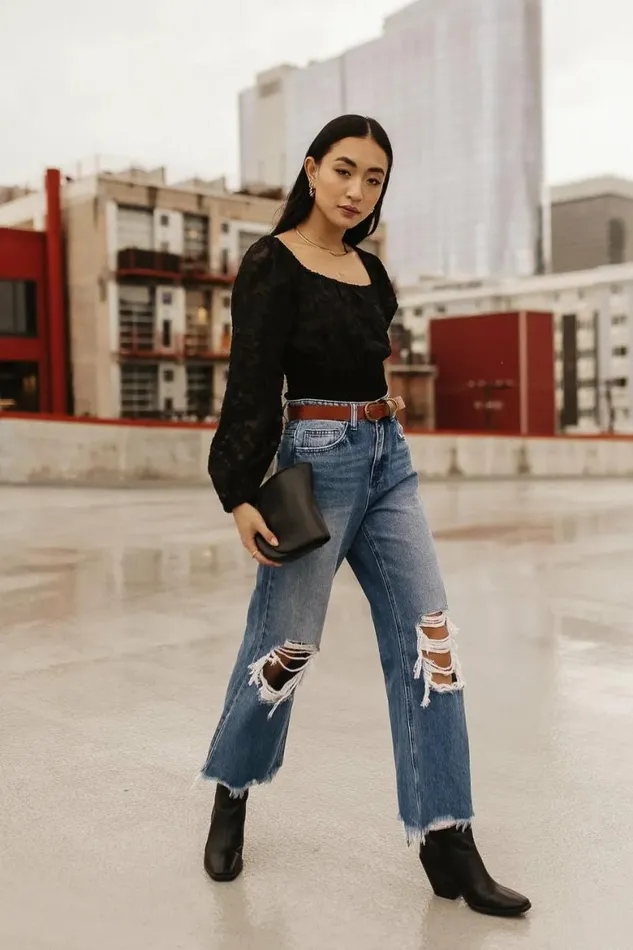 Carlin Cropped Blouse Black Women Bohme Tops