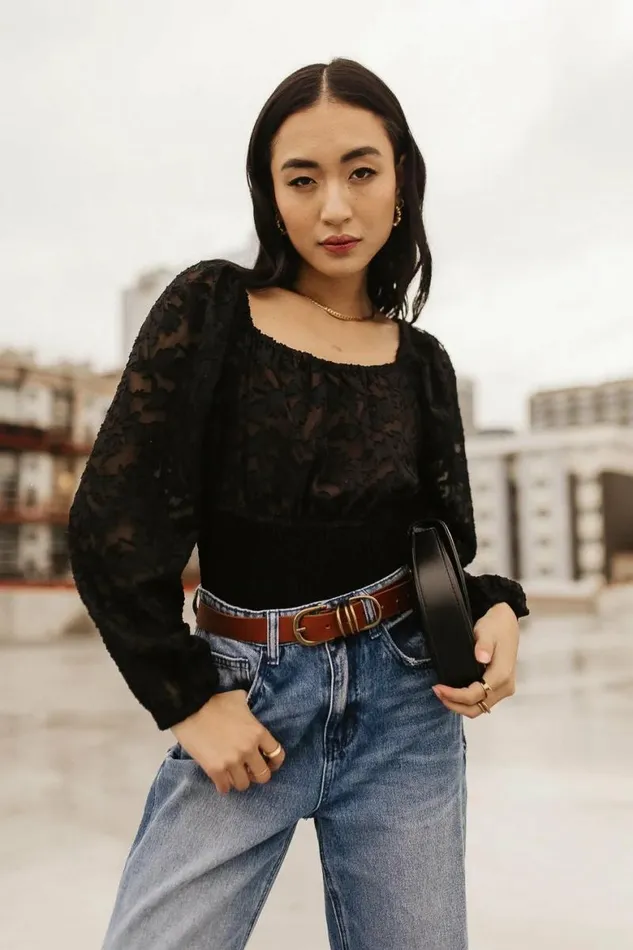 Carlin Cropped Blouse Black Women Bohme Tops