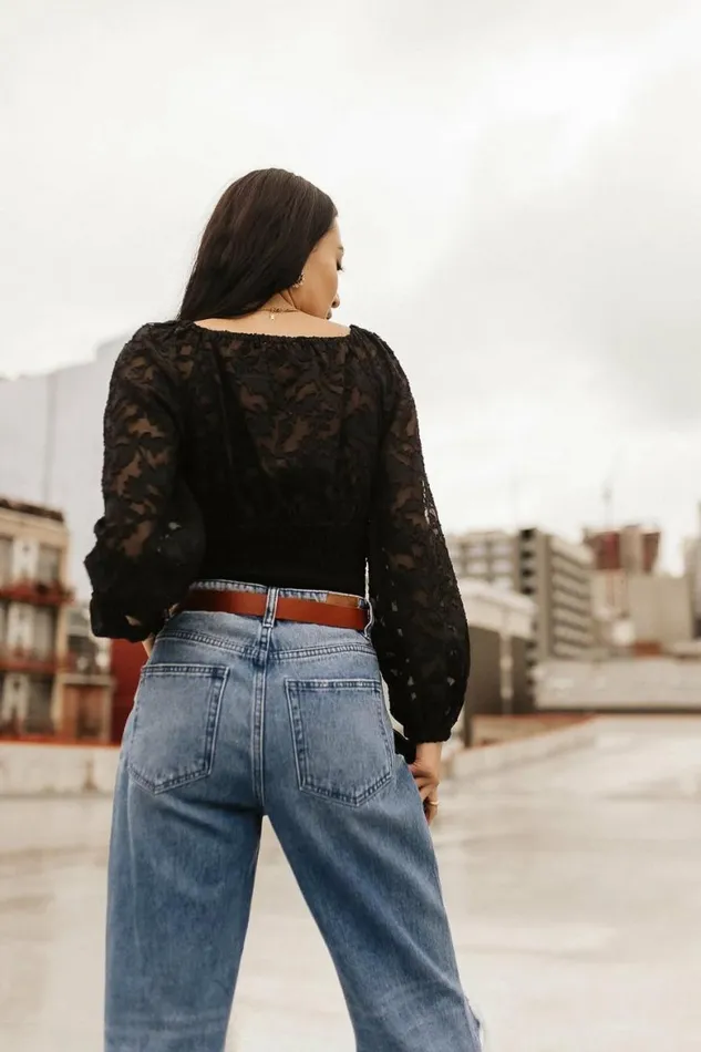 Carlin Cropped Blouse Black Women Bohme Tops