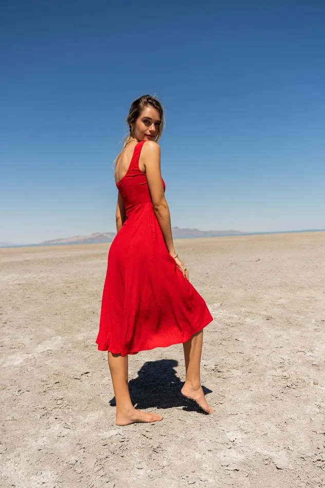 Carmela Midi Dress In Red Red Women Bohme Dresses