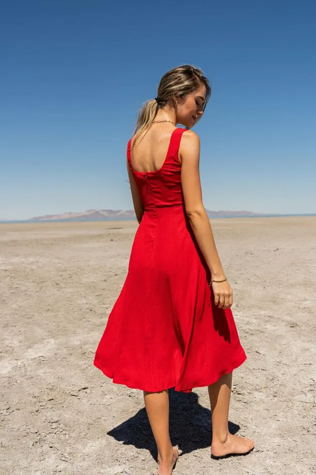 Carmela Midi Dress In Red Red Women Bohme Dresses