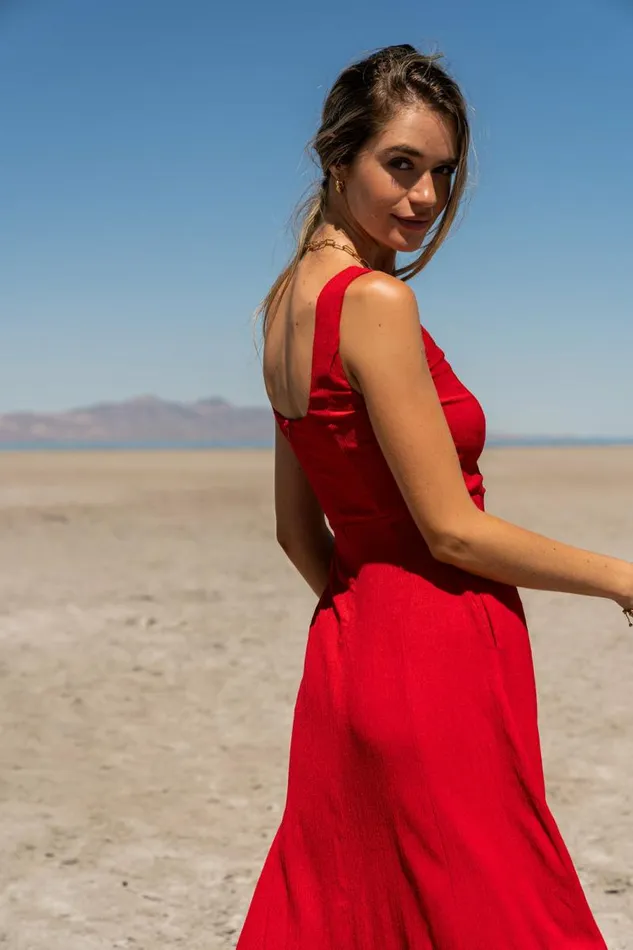 Carmela Midi Dress In Red Red Women Bohme Dresses