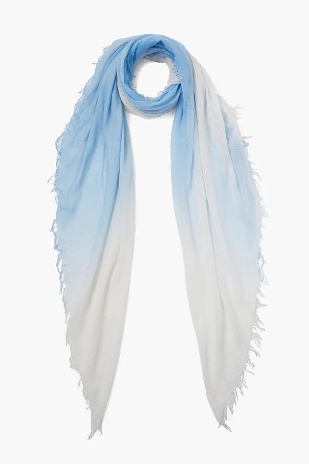 Cashmere And Silk Scarf Baby Blue Dip Dyed Women Chan Luu Scarves