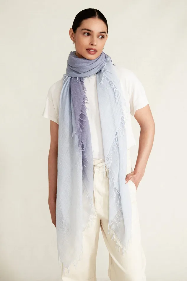 Cashmere And Silk Scarf Blue Granite Dip Dyed Women Chan Luu Scarves