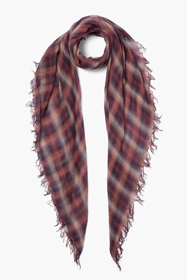 Cashmere And Silk Scarf Dark Sapphire Plaid Women Chan Luu Scarves
