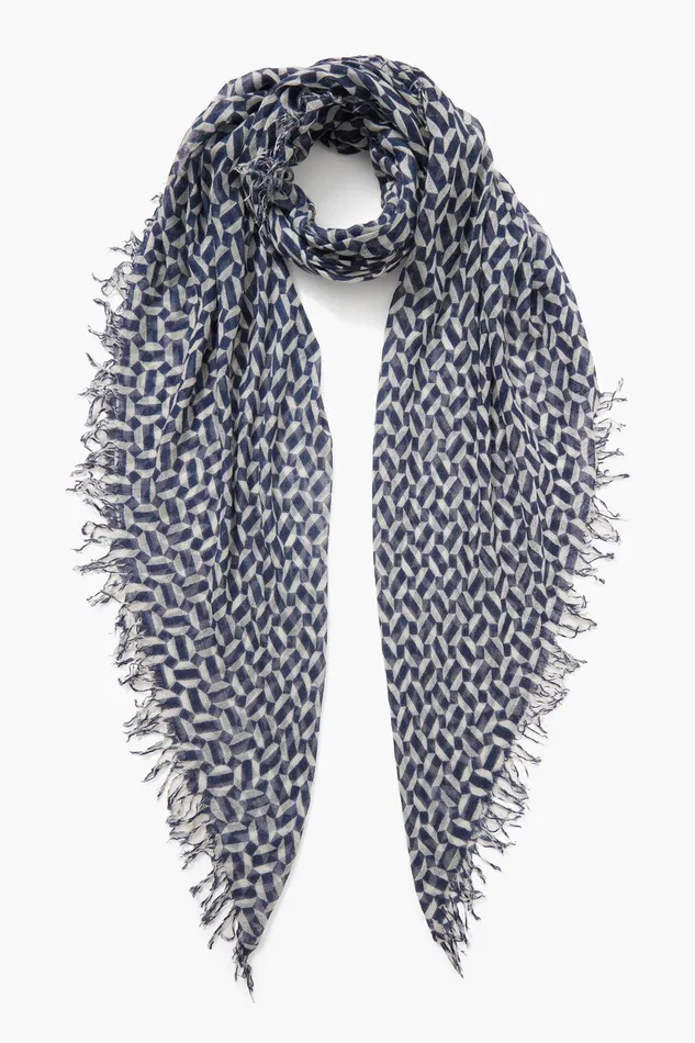 Cashmere And Silk Scarf Estate Blue Tile Women Chan Luu Scarves