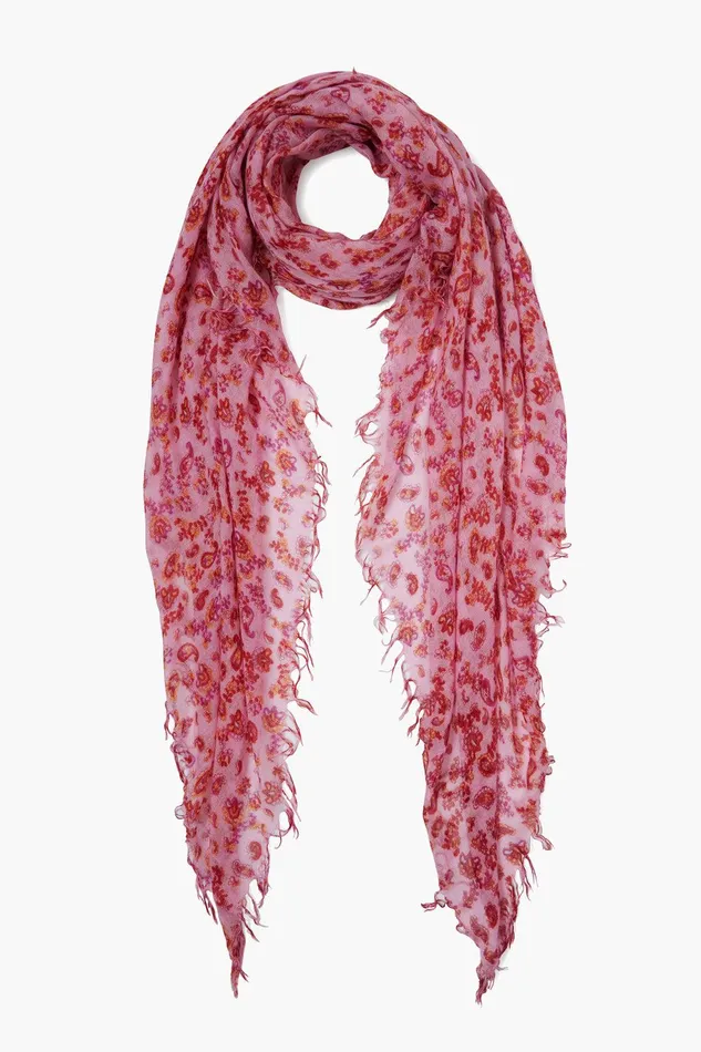 Cashmere And Silk Scarf Fuchsia Pink Paisley Women Chan Luu Scarves