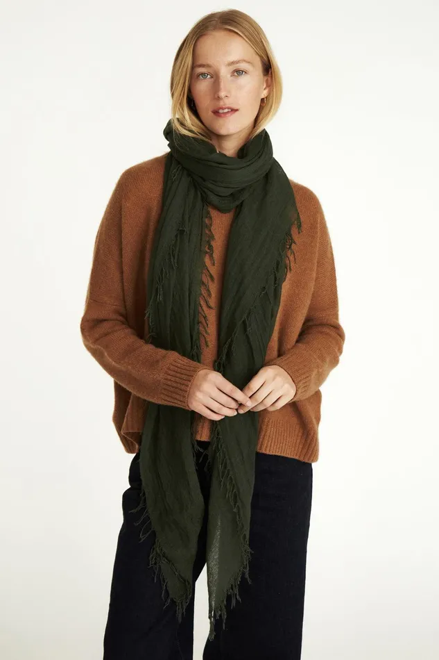 Cashmere And Silk Scarf Kombu Green Women Chan Luu Scarves