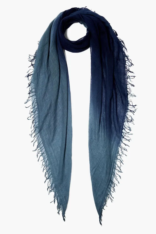 Cashmere And Silk Scarf Pageant Blue Dip Dyed Women Chan Luu Scarves