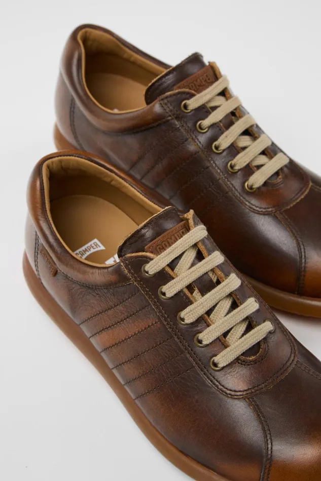 Casual Shoes Women Camper Pelotas Brown Leather Shoe
