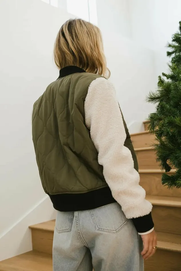 Catching Feelings Bomber Jacket In Olive Olive Women Bohme Outerwear