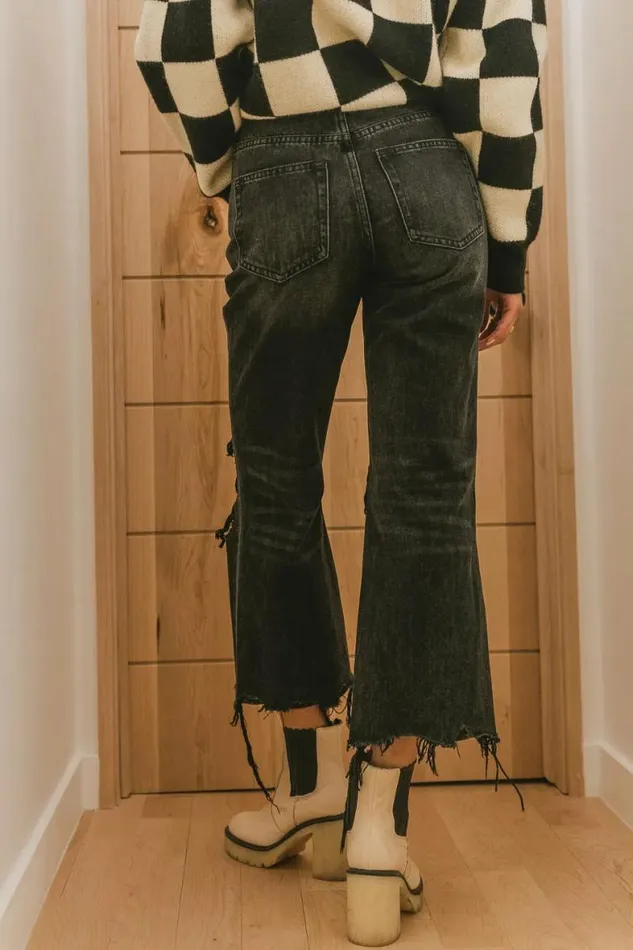Charlie Distressed Jeans In Black Black Women Bohme Denim