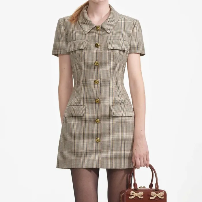 Check Mini Dress Women Self Portrait Dresses Check Mini Dress Women Self Portrait Dresses