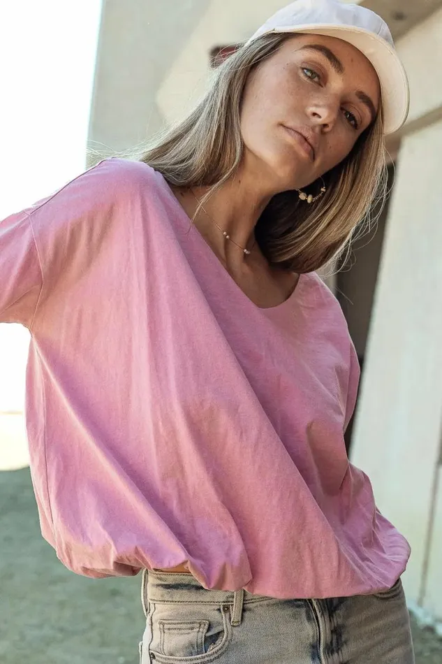 Chelsey Top In Pink 8211 FINAL SALE Pink Women Bohme Tees and Tanks