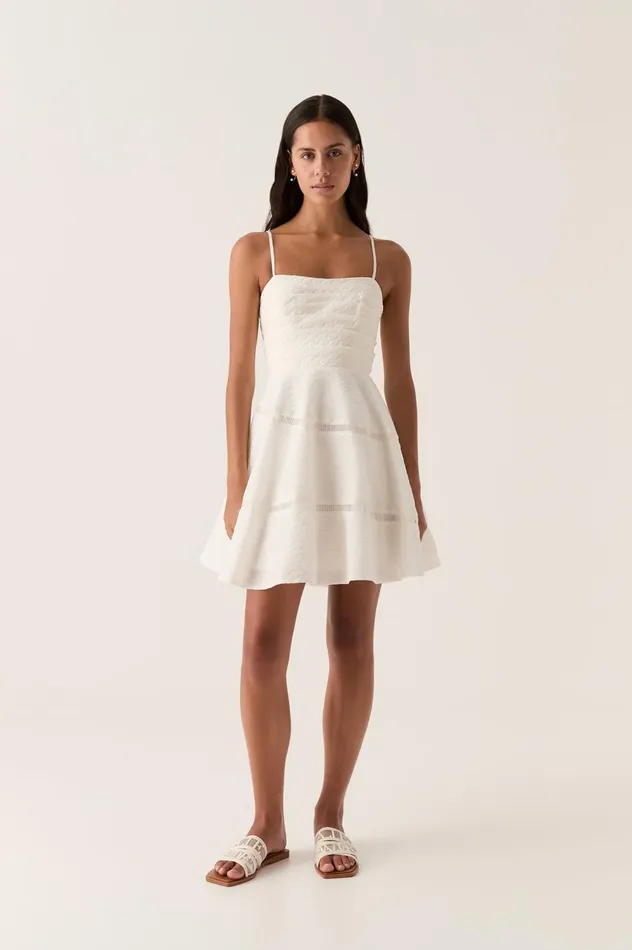 Cinque Jacquard Mini Dress Ivory Women Aje White Dresses