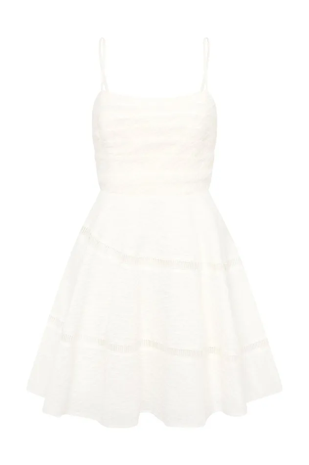 Cinque Jacquard Mini Dress Ivory Women Aje White Dresses