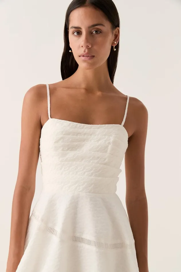 Cinque Jacquard Mini Dress Ivory Women Aje White Dresses