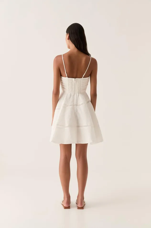 Cinque Jacquard Mini Dress Ivory Women Aje White Dresses
