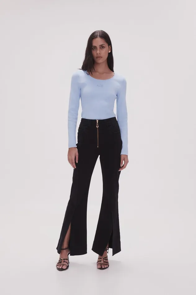 Clementine Knit Top Light Sky Blue Women Aje Body 038 Crepe Knit