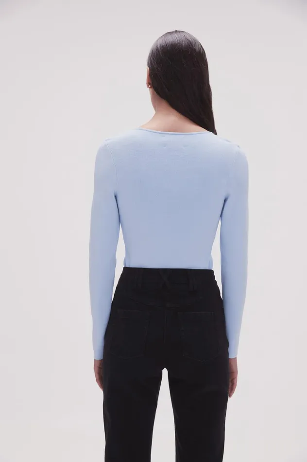 Clementine Knit Top Light Sky Blue Women Aje Body 038 Crepe Knit