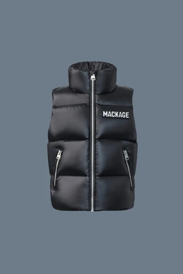 Coats and Jackets Kids Mackage CHARLEE Lustrous Light Down Puffer Vest For Toddlers 26 Years Black